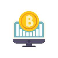 Bitcoin cryptocurrency growing on computer screen chart vector