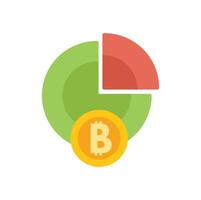 Pie chart representing bitcoin taking over the market share vector