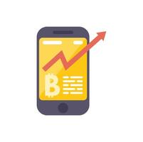 Bitcoin cryptocurrency value increasing on mobile phone chart vector