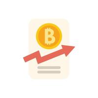 Bitcoin currency increasing in value on mobile phone app vector