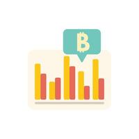 Bitcoin cryptocurrency growing statistics chart icon vector