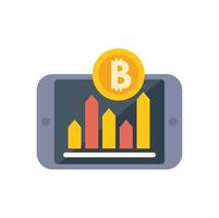 Bitcoin cryptocurrency value increasing on mobile phone chart vector