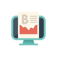 Computer showing bitcoin price chart on screen vector