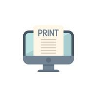 Desktop computer displaying print document icon vector