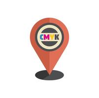 Cmyk color model printing services location pin icon vector