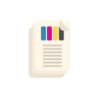 Stack of papers with cmyk color palette representing printing process vector