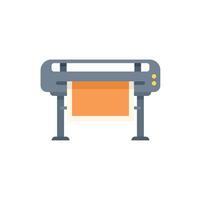 Large format printer is printing an orange rectangle on white background vector