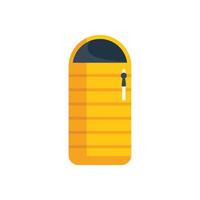 Yellow sleeping bag zipper closed showing camping trip icon vector