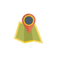 Location pin pointing place on folded paper map icon vector