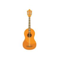 Acoustic guitar standing up with strings and sound hole vector