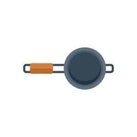 Empty frying pan with wooden handle on white background vector