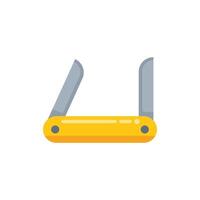 Yellow pocket knife with two blades out open showing sharp blades vector