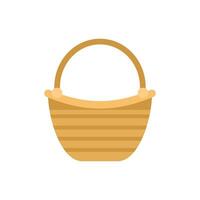 Empty wicker basket standing up with handle vector