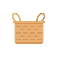 Empty wicker basket with handles standing upright vector