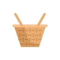 Empty wicker picnic basket with handles up representing summertime leisure vector