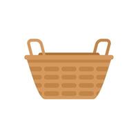 Empty wicker laundry basket with handles standing up vector