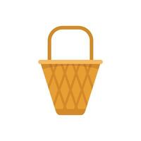 Empty wicker basket with handle standing upright vector