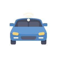 Blue driverless self driving autonomous vehicle using wireless network icon vector
