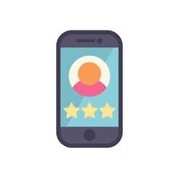 Smartphone showing customer review with five stars rating vector