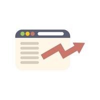 Website traffic growing up shown by chart going up vector