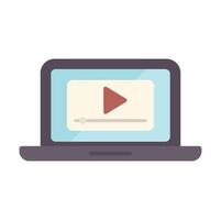 Laptop displaying video player streaming movie content vector