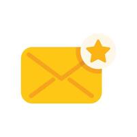 Yellow mail envelope with star icon showing important message vector
