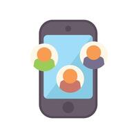 Smartphone displaying people connecting online using mobile app vector