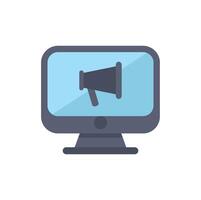Computer showing megaphone announcing online marketing campaign vector
