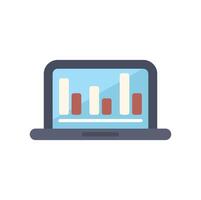Laptop showing analytics with colorful bars on screen vector