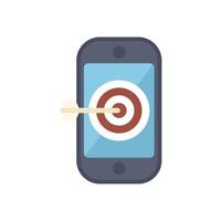 Mobile phone showing target with arrow hitting bullseye vector