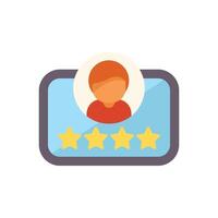 Customer getting five star review on a website profile page vector
