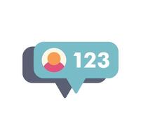 Social media notification with counter showing 123 new messages vector