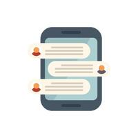 Smartphone showing instant messages from a chat app with user icons vector