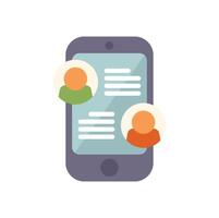 Smartphone showing online messaging app with two people chatting vector