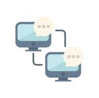 Two computers exchanging messages through network with speech bubbles vector