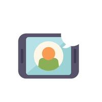 Smartphone showing social media user profile with speech bubble vector