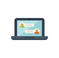 Laptop showing instant messaging application with chat bubbles open on screen vector
