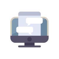 Desktop computer displaying instant messaging application with speech bubbles vector