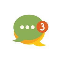 Green chat bubble showing three new messages notification vector