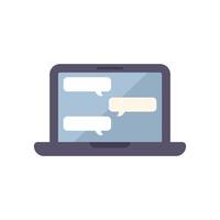 Laptop showing instant messaging conversation bubbles on screen vector