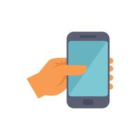Hand holding smartphone with blank screen for copy space vector