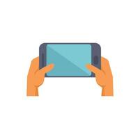 Hands holding smartphone with blank screen browsing internet vector