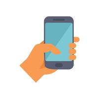 Hand holding smartphone with blank screen for copy space vector