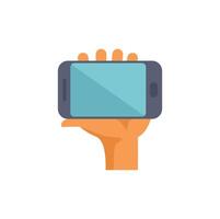 Hand holding smartphone with blank screen for app or website advertisement vector