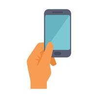 Hand holding smartphone with blank screen for copy space vector