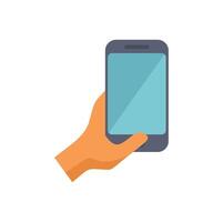 Hand holding smartphone with blank screen for copy space vector