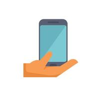Hand holding smartphone with blank screen for mobile app advertisement vector