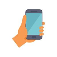 Hand holding smartphone with blank screen displaying mobile app vector