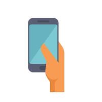 Hand holding smartphone with blank screen for mobile app advertisement vector