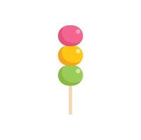 Dango skewer with three colorful mochi balls representing different flavors vector